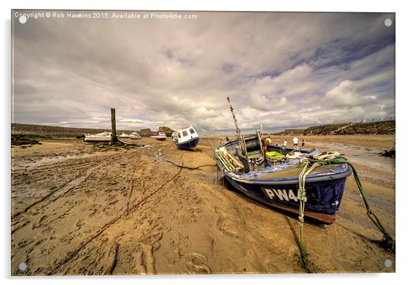  Boats on Bude beach  Acrylic by Rob Hawkins