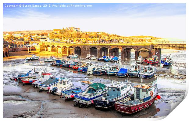  Boats at Folkestone Harbour late afternoon Print by Susan Sanger
