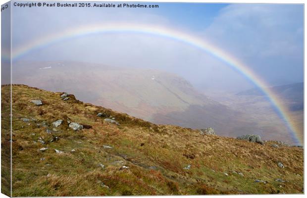 Rainbow over Snowdonia Canvas Print by Pearl Bucknall