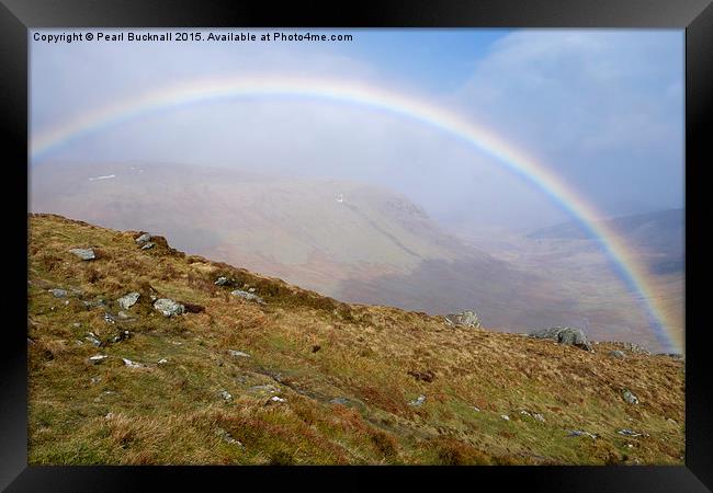 Rainbow over Snowdonia Framed Print by Pearl Bucknall