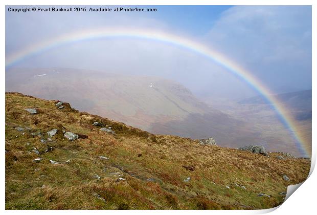 Rainbow over Snowdonia Print by Pearl Bucknall