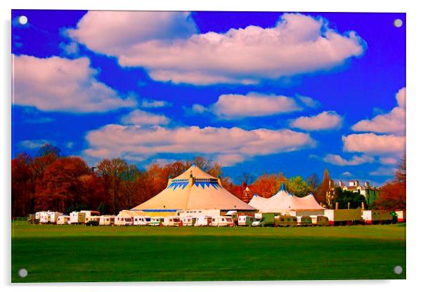 A digitally converted painting of circus tents Acrylic by ken biggs