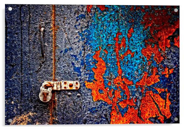 A rusty old metal door Acrylic by ken biggs