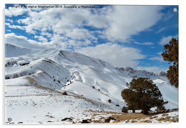 Winter beauty on mountain , Acrylic by Ali asghar Mazinanian