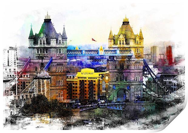 Tower bridge and Butlers Wharf  Print by sylvia scotting