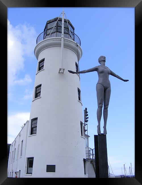Scarborough Lighthouse and the Diving Belle Framed Print by Shoshan Photography 