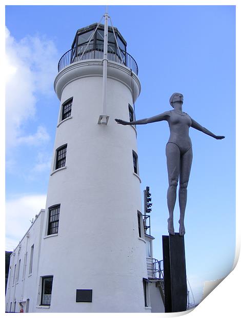 Scarborough Lighthouse and the Diving Belle Print by Shoshan Photography 