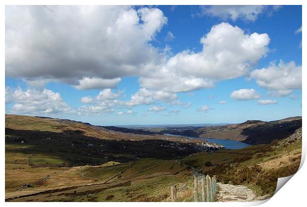  A view from the path way up to mount snowdon wale Print by pristine_ images