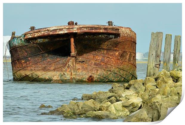  River Medway old Shipwreck Print by pristine_ images