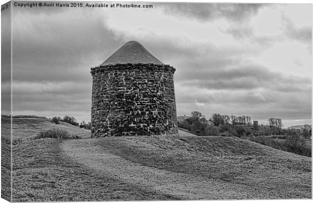 Beacon Tower at Burton Dassett Black and White  Canvas Print by Avril Harris