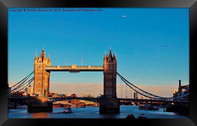  Blue Skys Over Tower Bridge Framed Print by Sandra Buchanan