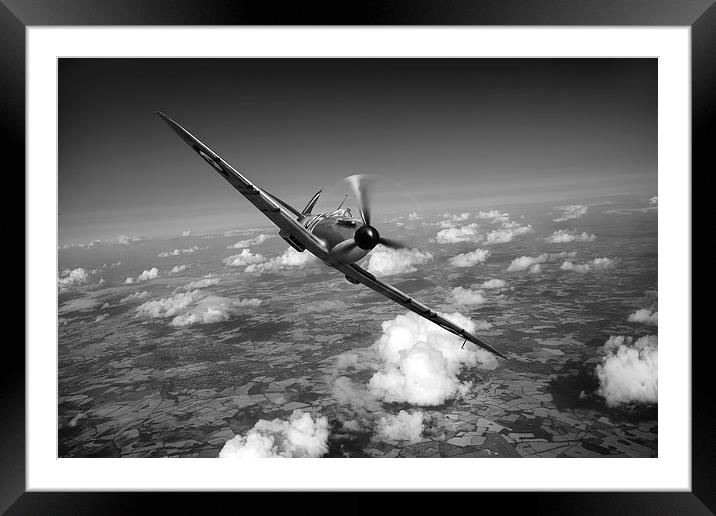 Battle of Britain Spitfire Mk I black and white ve Framed Mounted Print by Gary Eason