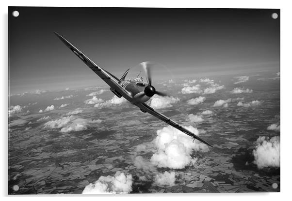 Battle of Britain Spitfire Mk I black and white ve Acrylic by Gary Eason