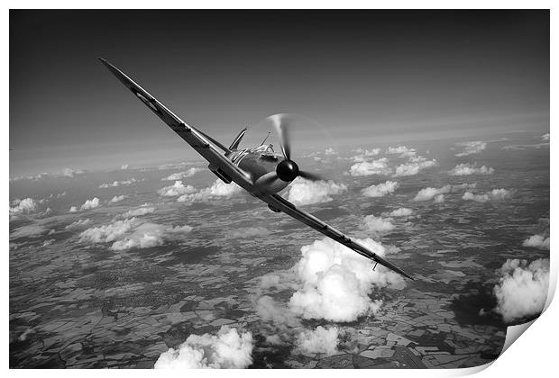 Battle of Britain Spitfire Mk I black and white ve Print by Gary Eason
