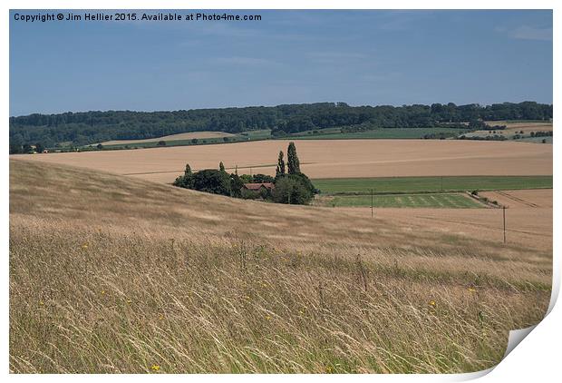 chiltern hills farm Print by Jim Hellier