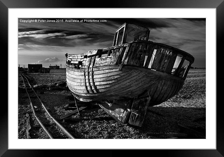  Abandoned Fishing Boat at Dungeness. Framed Mounted Print by Peter Jones