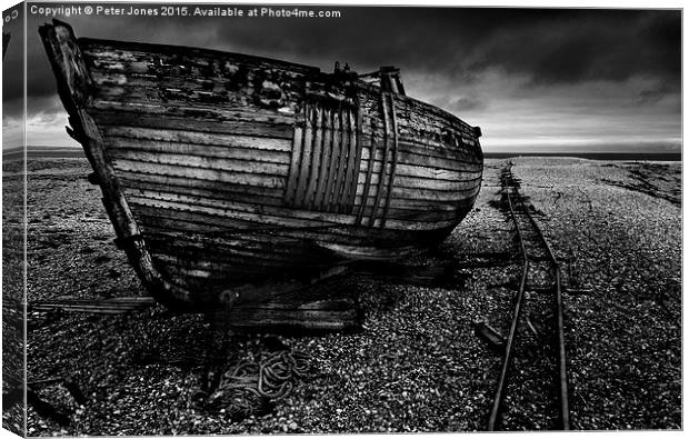 A Fishing Boat at the end of it's useful life.  Canvas Print by Peter Jones