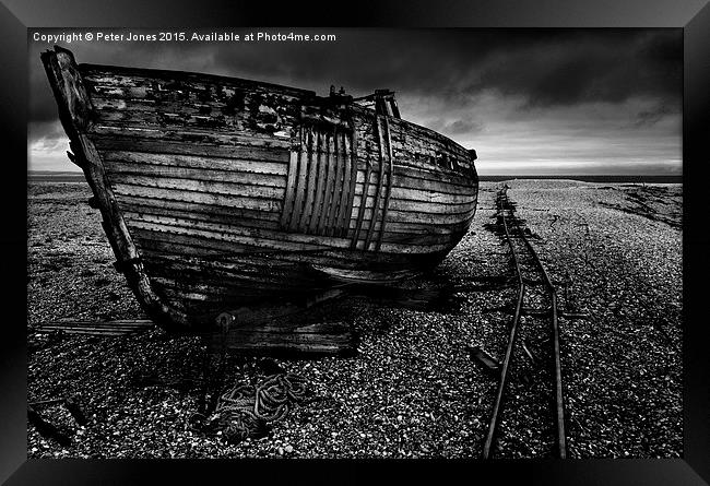 A Fishing Boat at the end of it's useful life.  Framed Print by Peter Jones