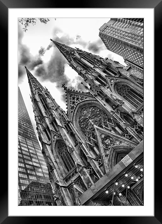 St Patricks Cathedral in Black and White Framed Mounted Print by Simon Gladwin