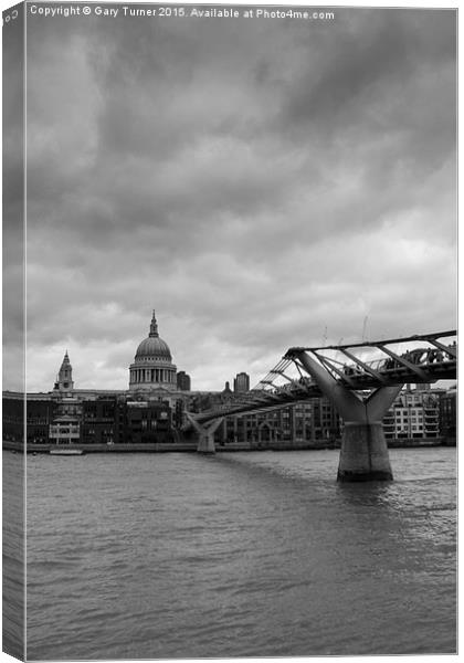  St Paul's Cathedral and the Millennium Bridge Canvas Print by Gary Turner