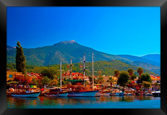 small fishing boats in harbour Framed Print by ken biggs