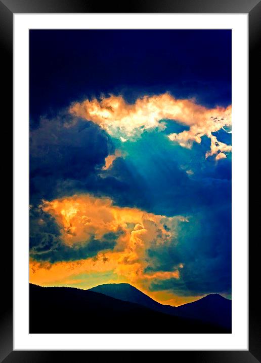 sunrays on a stormy day  Framed Mounted Print by ken biggs