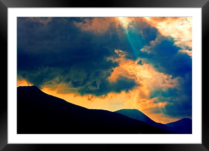sunrays on a stormy day  Framed Mounted Print by ken biggs