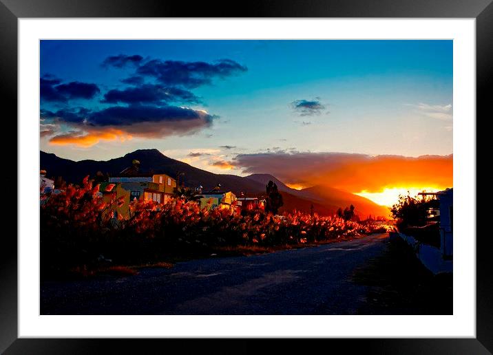 empty country lane at sunset Framed Mounted Print by ken biggs