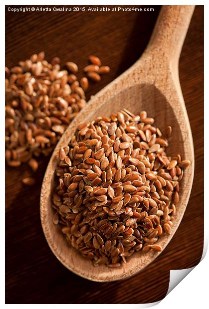 Brown linseeds portion Print by Arletta Cwalina