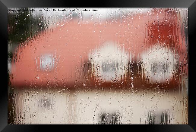 Rainy teary window abstract Framed Print by Arletta Cwalina