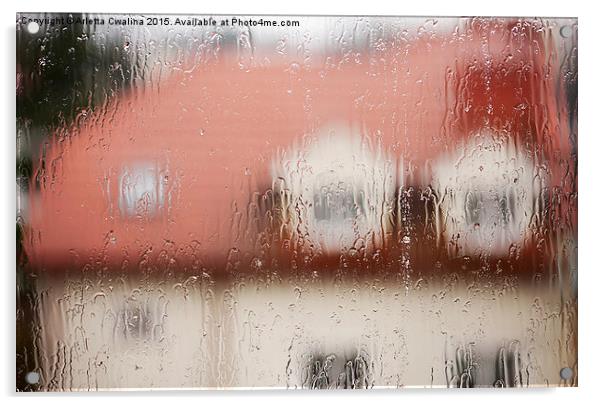Rainy teary window abstract Acrylic by Arletta Cwalina