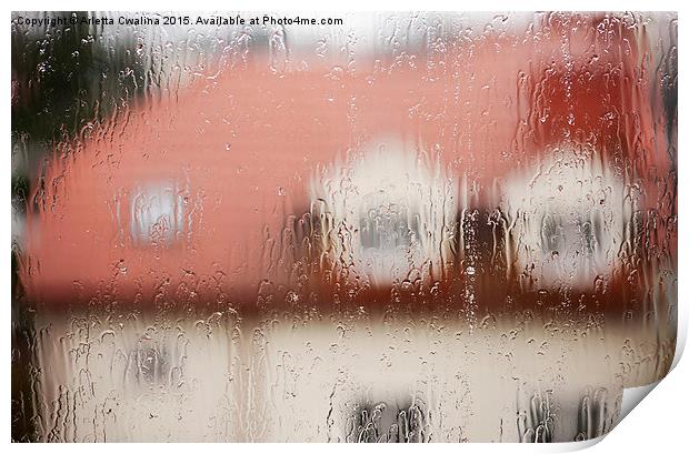 Rainy teary window abstract Print by Arletta Cwalina