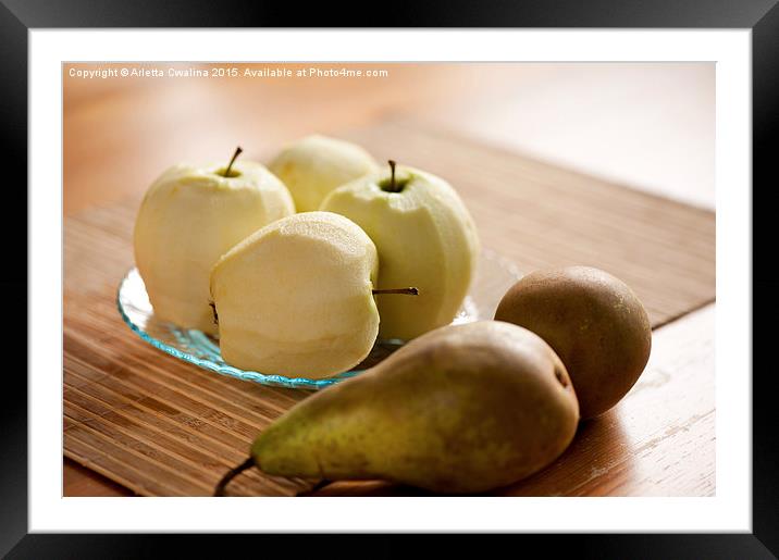 Peeled apples and pears Framed Mounted Print by Arletta Cwalina