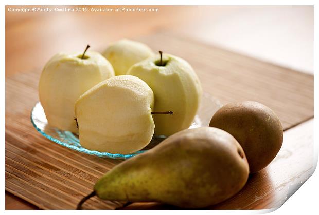 Peeled apples and pears Print by Arletta Cwalina