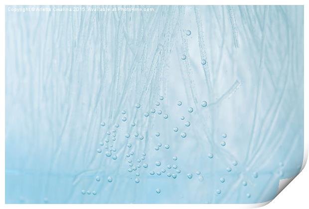 Blue water air bubbles closeup Print by Arletta Cwalina