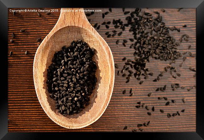 Black Nigella Sativa dry seeds Framed Print by Arletta Cwalina