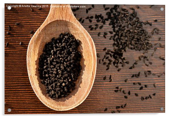 Black Nigella Sativa dry seeds Acrylic by Arletta Cwalina