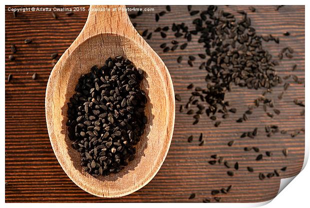 Black Nigella Sativa dry seeds Print by Arletta Cwalina