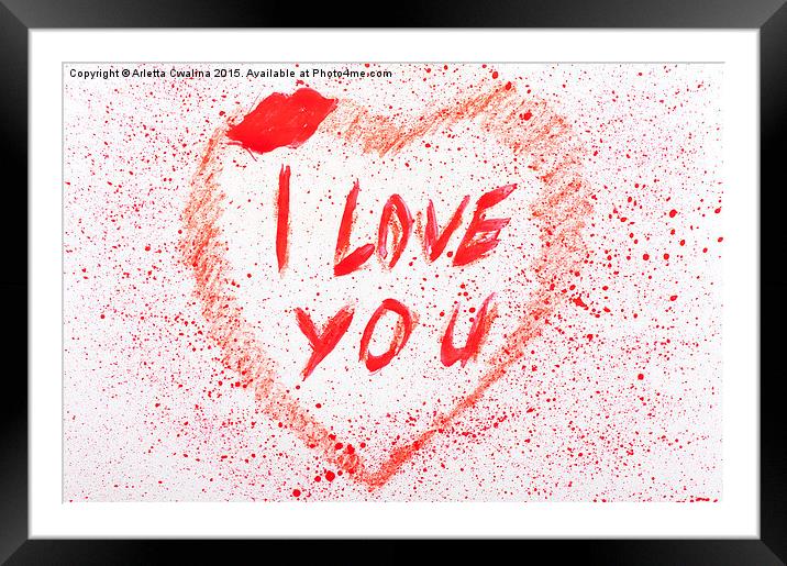 I love you heart stained Framed Mounted Print by Arletta Cwalina