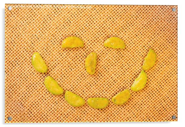 smiling face of Wasabi rice crackers Acrylic by Arletta Cwalina