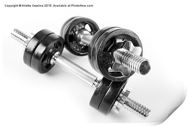 Chrome bolt on hand barbells weights Print by Arletta Cwalina