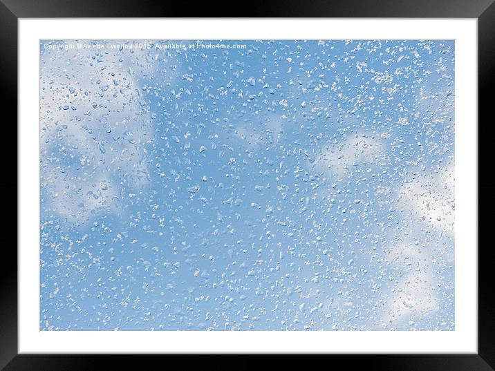 Melting snow drops blue sky Framed Mounted Print by Arletta Cwalina