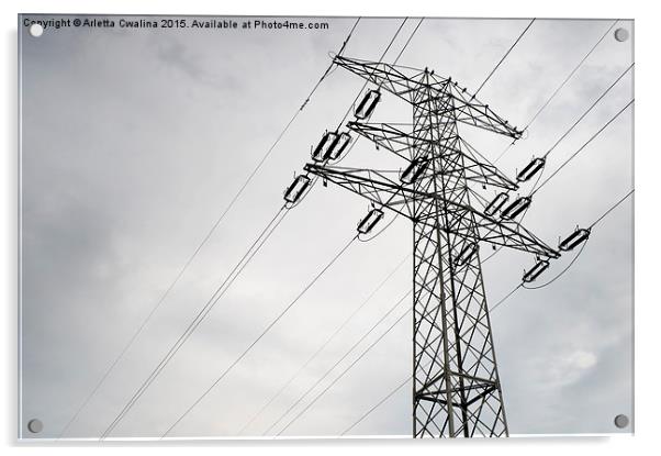 power grid pylon wires Acrylic by Arletta Cwalina