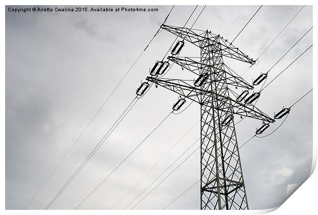 power grid pylon wires Print by Arletta Cwalina