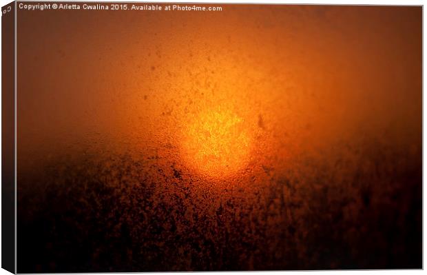 Wet window sunset glow Canvas Print by Arletta Cwalina