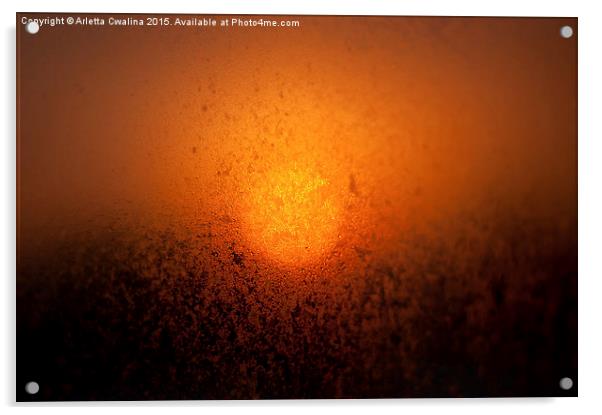 Wet window sunset glow Acrylic by Arletta Cwalina