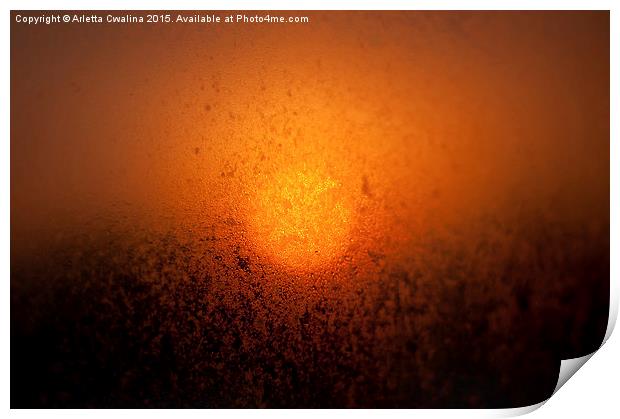 Wet window sunset glow Print by Arletta Cwalina