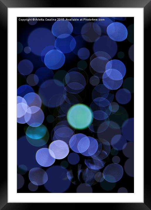 Blue bokeh circles blurry texture Framed Mounted Print by Arletta Cwalina