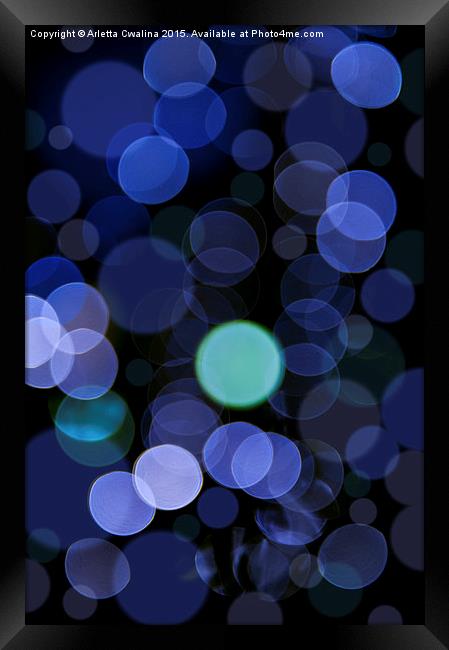 Blue bokeh circles blurry texture Framed Print by Arletta Cwalina