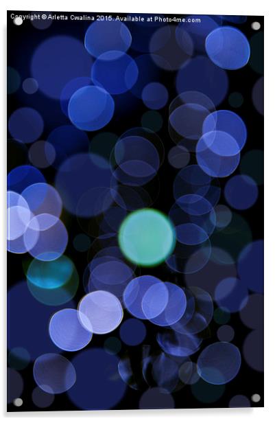 Blue bokeh circles blurry texture Acrylic by Arletta Cwalina